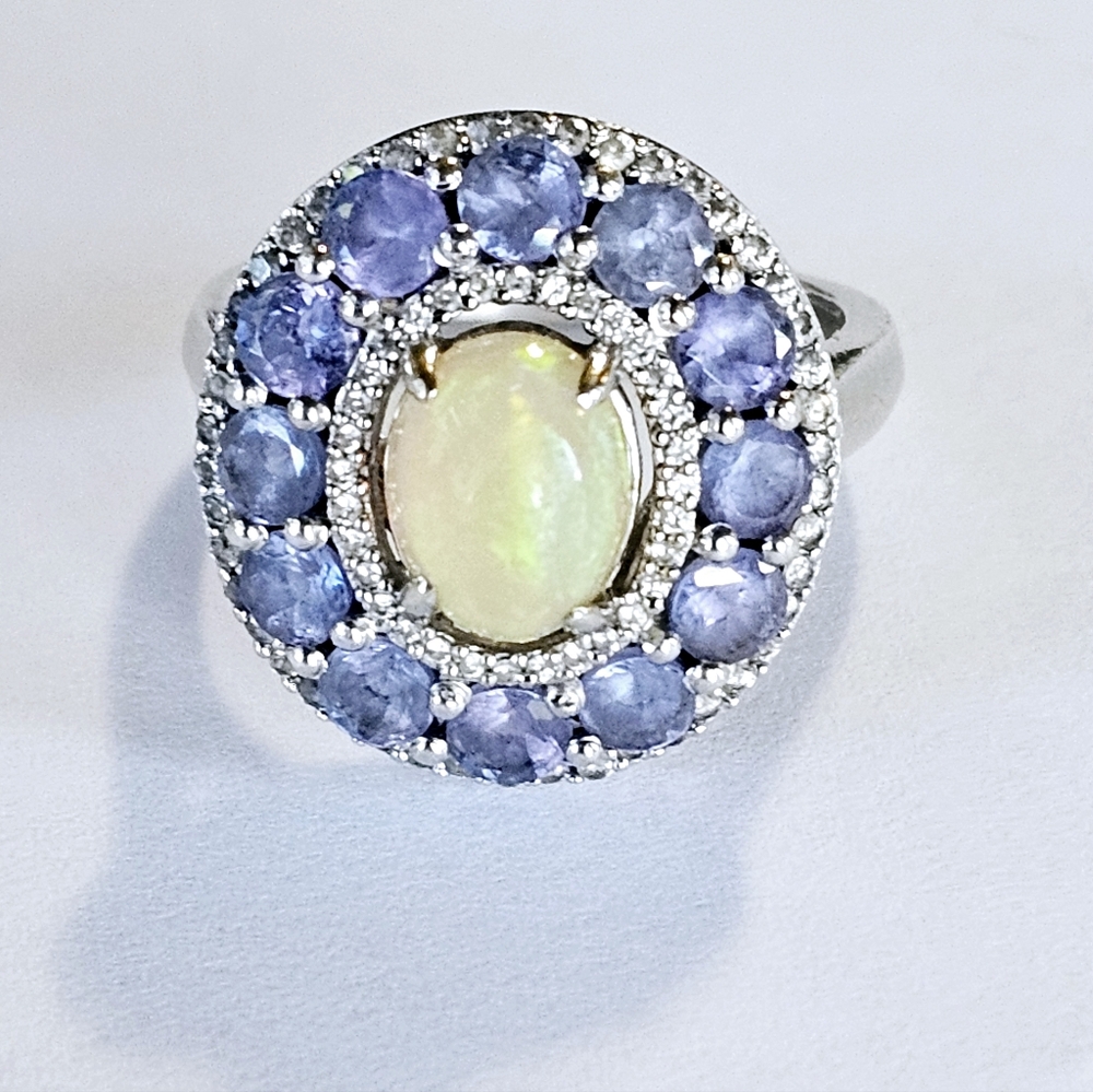 Natural Tanzanite & Opal Ring Size 8-ish! 💍 - Picture 4 of 11